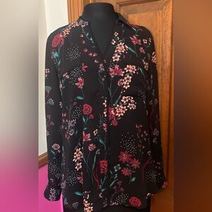 Candies Floral Black Blouse L